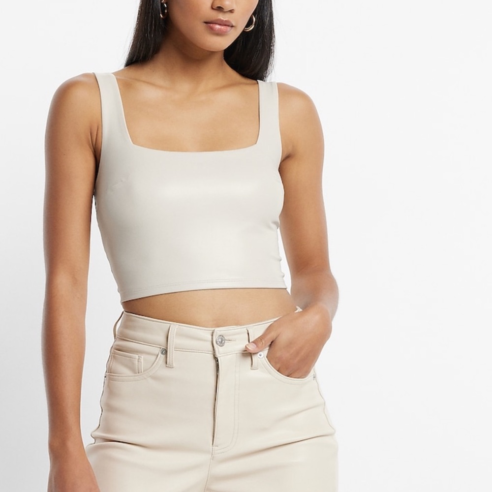 EXPRESS Faux Leather Cropped Tank Top